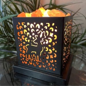 Metal Deer Salt Rock Lamp With Extra Long Cord